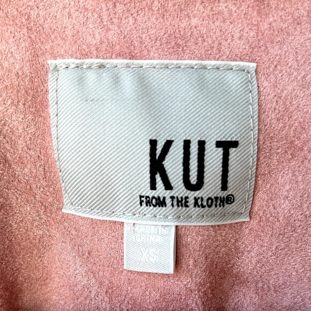 KUT From The Kloth Faux Suede Draped Waterfall Cardigan Dusty Rose Pink Soft XS - Picture 8 of 12